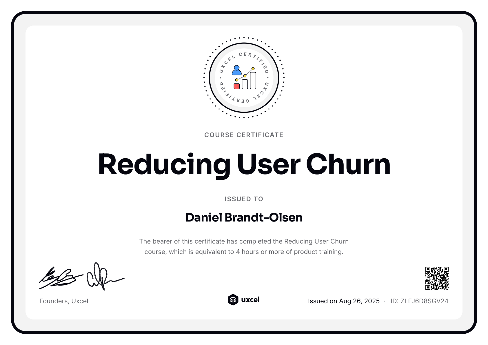 Daniel Brandt-Olsen's certificate